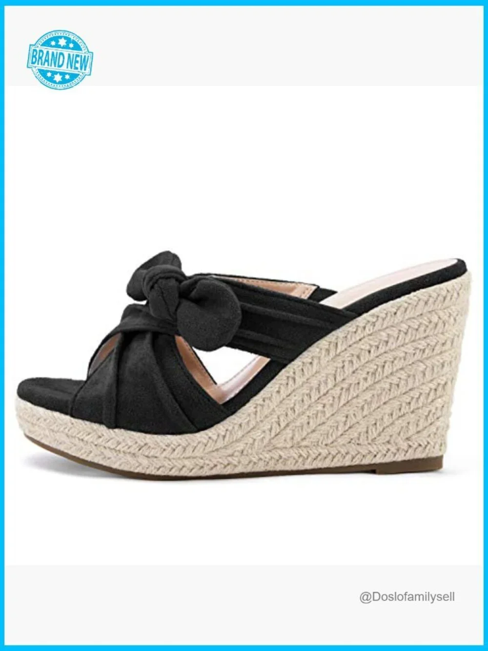 Espadrilles Wedge Sandals Platform Slip on Bow Knot Open Toe Summer Mules Shoes
